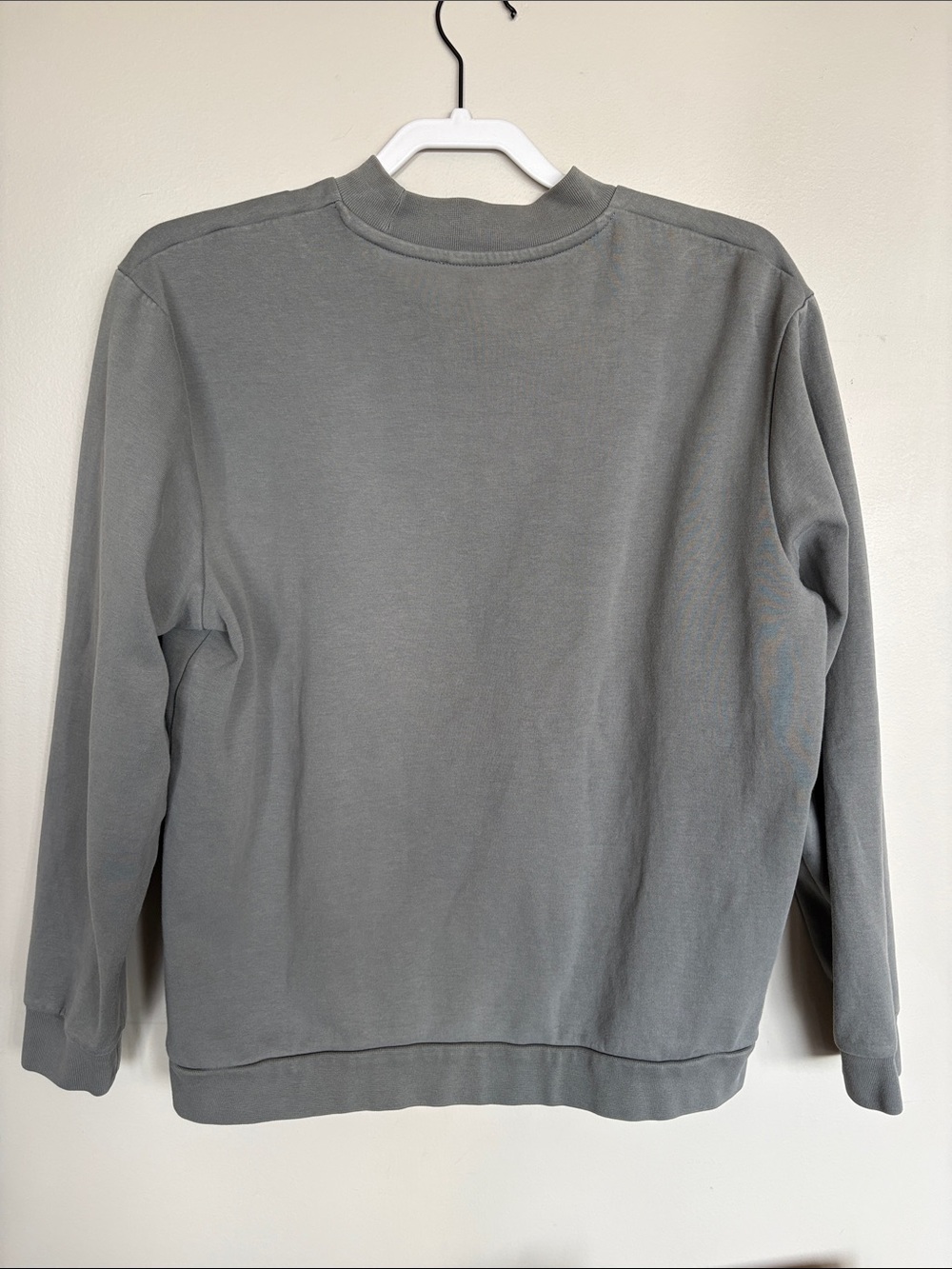 Zara Mock Neck Sweatshirt Gray Sage Long Sleeve Pullover Size L - Picture 4 of 5